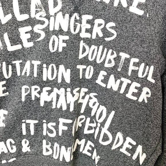 Rag & Bone Gray Graffiti Raglan Sweatshirt Medium - Picture 4 of 8